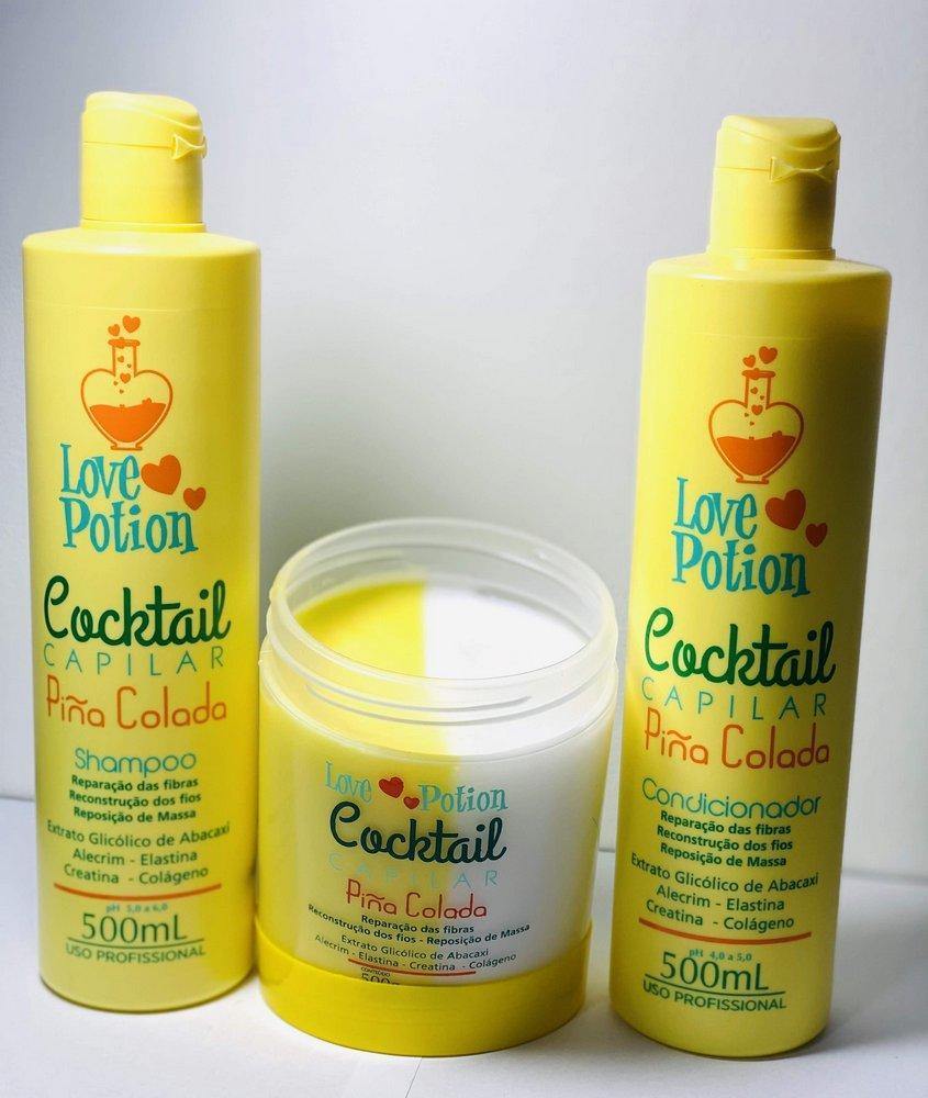 PINA COLADA KIT RECONSTRUCTION SHAMP + COND + MASK LOVE POTION - eCosmeticsBrazil