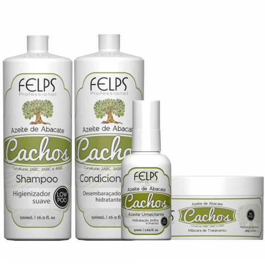 Felps Cachos Azeite De Abacate Kit (Sh+Cond+Azeite+Mascara) - eCosmeticsBrazil